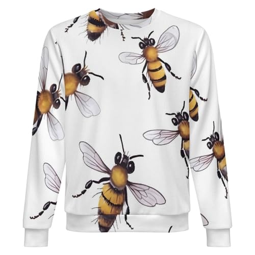 Funny Bees Print Loose Fitting Pullover Sweater Soft, Warm, and Comfortable4