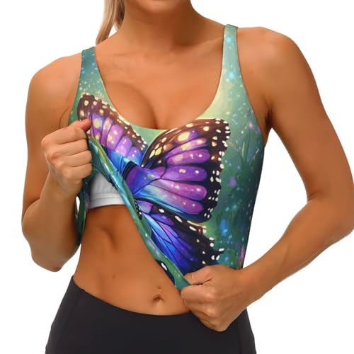 Camiseta deportiva para mujer sin mangas brillante Mexpekil con cuello en U para ejercicio 5