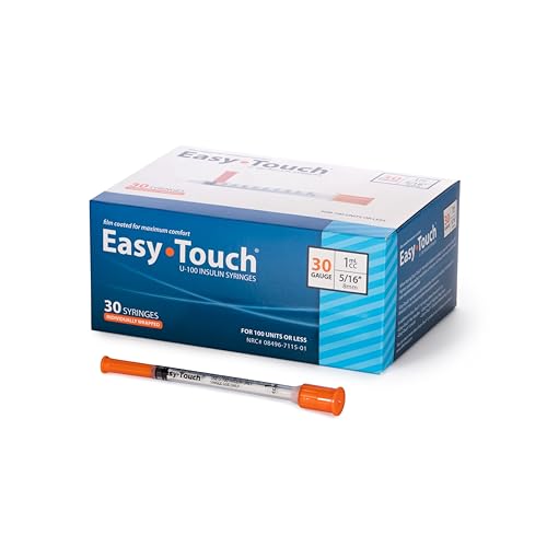 Image of EasyTouch IW U-100 Insulin Syringes (30G 1.0cc 5 /16 inch) - 30 ct. | Individually Wrapped, 100 Unit Capacity, 5 /16 inch Needle Length, Bold Markings for Accurate Dosing, Disposable, Box of 30