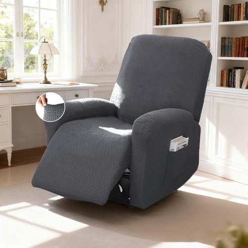 AnkekolyStar Sesselbezug, Relaxsessel Sesselbezug Stretchhusse mit Taschen, All-Inclusive Streifen-Jacquard Sesselschoner für Fernsehsessel Liege Sessel