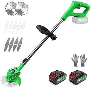 Cordless String Trimmer Battery Powered, 21V Lightweight Weed Wacker with 2 Li-Ion Battery, 1 Charger and 11 Cutting Blades, 47 Inch Powerful Weed Eater for Lawn, Yard,Garden, Bush Trimming & Pruning