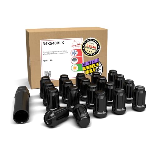 Image of Wheel Accessories Parts 20 Pcs 7 /16 inch-20 Thread Car Spline 35mm 1.38 inch Long Lug Nuts Black Spline Hex Fits Many Classic Chevrolet Buick GMC Pontiac Vehicles