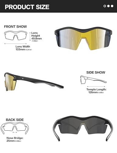 Image of BIRCEN Mens Polarized Sunglasses for Sports: TR90 Lightweight Sun Glasses Wrap Around Shades for Fishing Driving Cycling