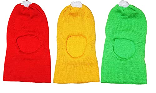 Image of Okara Kids Comfort Colourful Winter Woollen Monkey Cap Pack of 2 (Red,Pink, 1-2 Years)
