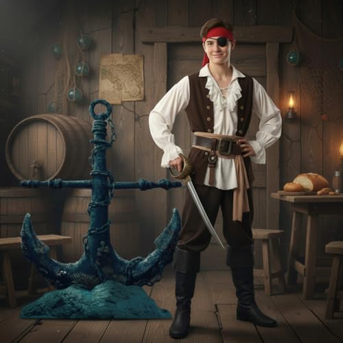 Image of DoubleFill 4 ft Anchor Cardboard Cutout Pirate Nautical Party Decorations Stand up Large Shipwreck Cruise Ship Hook Photo Props for Nautical Pirate Party Home Outdoor Decor