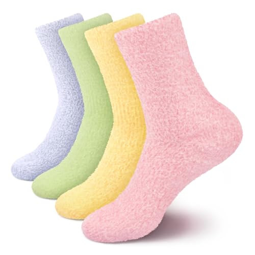 Image of BambooMN Women's Fuzzy Soft Colored Socks