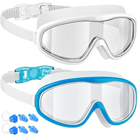 LOEO Swim Goggles Adult 2 Pack-Wide Vision Swimming Goggles for Men Women Youth Teens, No Leaking UV Protection Swim Goggle Cover