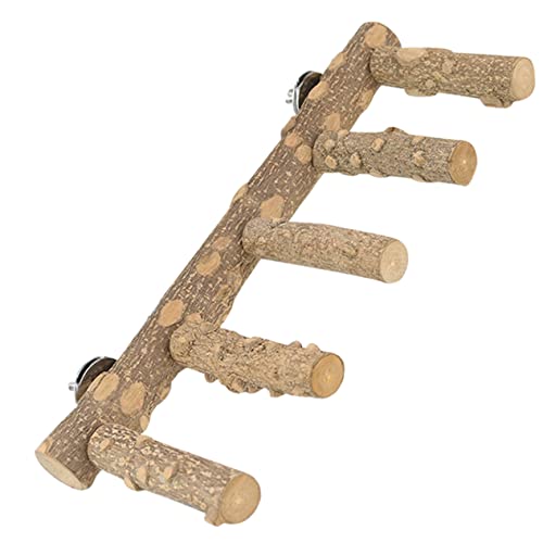 Sosoport Wooden Bird Perch Stand for Parakeets Cockatiels Interactive Playground for Parrots Durable Bird Cage Accessory to Enhance Activity Space