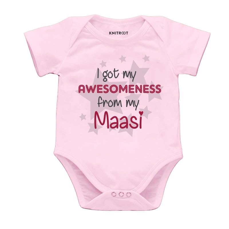 Maasi Family Special Onesies, Unisex Baby Kids Cotton Lycra Envelope Neck Half Sleeve Romper, Bodysuit, Sleepsuit, I Got My Awesomeness From My Maasi for Boys & Girls-image-25