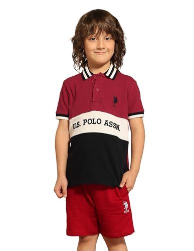 Image of Kids Regular fit Boys Cotton Fabric Decoration Short Sleeves Polo T-Shirts (UKOETSH1007 Red 13-14Y)
