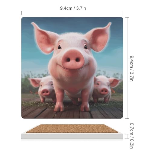 Dessous de verre carrés protection table céramique cochon