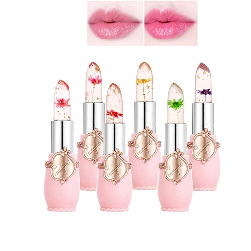 6Pcs/Set Crystal Lipstick Color Change Lip Gloss Color Changing Waterproof Temperature Changes Color Lips Moisturizing Smooth Long lasting Lip Balm