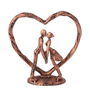 Anniversary Wedding Gift for Her Wife Husband Couple，Antique Bronze Metal Couple Figurine Heart Sculpture Love Statue,Romantic 1st to 60th Anniversary,Includes Gift Box and Gift Card,Valentines Gifts