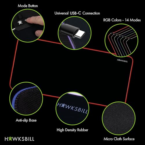 Goliath LED V2 XXL Soft Gaming Mouse Mat 35.4 x 15.75 x .18in Extra Large RGB Mousepad - Wired USB-C - Image 3