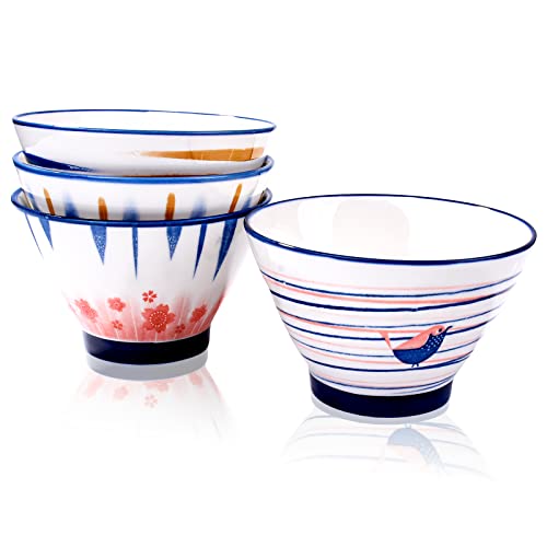 Japanische Keramik-Schalen für Salat, Dessert, Snacks, Porzellan, Eisschalen für die Küche, Servierschalen für Reis, Nudeln, Beilagen, Fleischsuppe, mikrowellengeeignet Cover