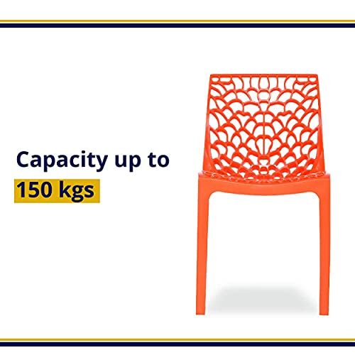 Image of activa Web Designer Plastic Chair for Home, Office and Restaurant and Cafe|Armless Chair for Dining Room| Heavy Duty Outdoor Plastic Chair | Designer Balcony Chair (Orange, Set of 1)