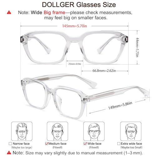 Image of Dollger Blue Light Glasses Men Vintage Thick-Framed Rectangle Non-Prescription, For Computer,Gaming, Phone Use