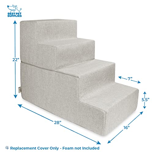 Image of Best Pet Supplies Dog Stairs & Steps - Foam Steps for Small Dogs & Cats, Non-Slip Indoor Balanced Pet Step Support, Dog Ramp, No Assembly, Sand, Foldable 4-Step (22-inch Height)