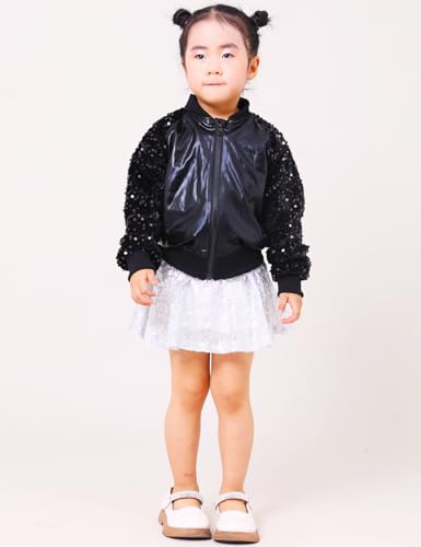 Girls Velvet Sequin Jackets Bomber Kids Sparkle Outwear Toddler Boys Glitter Sleeve Shiny Metallic Coat Birthday2