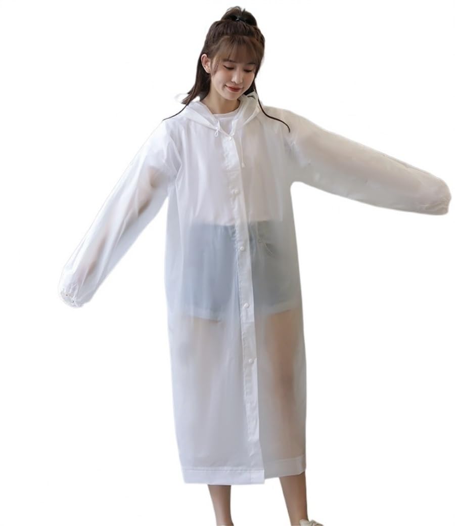 Poncho Pioggia Poncho Impermeabile Impermeabile Da Donna Impermeabile Per Turismo, Escursionismo All'aperto, Giacca A Vento Lunga Da Pioggia Cappotto di Pioggia Poncho Antipioggia ( Color : White , Si