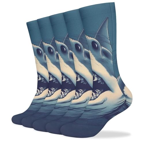 QMNRTK Cool Shark Stocking?casual Athletic Aesthetic Socks Neutral Cotton Socks Compression Socks Control Crew Socks for Women Men