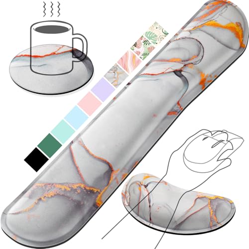 Image of Gimars Upgrade Enlarge Gel Memory Foam Set Keyboard Wrist Rest Pad, Mouse Wrist Cushion Support for Office,Could Golden Computer, Laptop, Mac,Cloud Golden