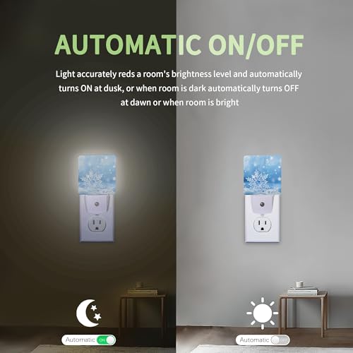 Image of Snowflakes Christmas Night Light, Winter Snowflakes Night Light Plug into Wall with Dusk to Dawn Sensor, LED Lamp Energy Saving Lights for Men Women Boys Girls,Lamp for Bedroom Bathroom Hallway