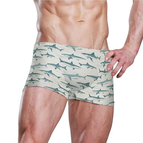Cute Shark Mens Swim Trunk Swimwear Bathing Suit Swim Brief Square Leg Board Short S B04049733