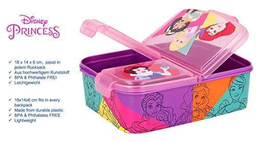 Theonoi Children's Lunch Box With Compartments and Dividers - Nursery Sandwich Box Made of BPA-Free Plastic (Princess) - Image 3