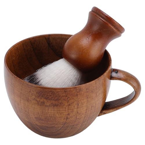 Mens Shaving Brush and Bowl, Grooming Kit with Jujube Wood and Nylon for Travel and Business Trips
