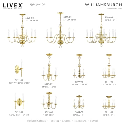 Image of Livex Lighting 5006-02 Williamsburgh 6-Light Chandelier, Polished Brass