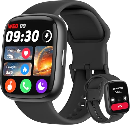 SmartWatch Feminino 1.83" Full Touch, Assistente de voz Alexa, IP68 à Prova d'Água, Ligações Bluetooth, 110+ Modos Esportivos, Notificações Relógio Inteligentes, Compatível com iOS/Android PRETO