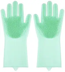 Luvas de Silicone Mágicas para Limpeza, Multifuncionais, Rosa, Resistentes ao Calor, com Cerdas de Silicone, Ideal para Cozinha, Banheiro e Lavagem de Carro, 1 Par