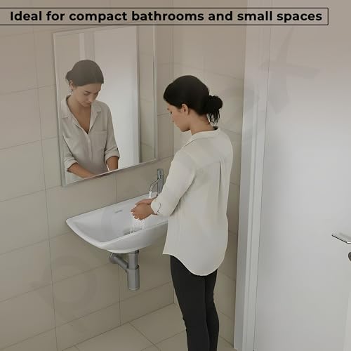 Image of Plantex Ceramic Wall Hung Basin /Washbasin for Bathroom /Wall Mounted Wash Basin with 10 Years Glaze Warranty by Plantex /Small Basin (White - 17X9X5 Inch)