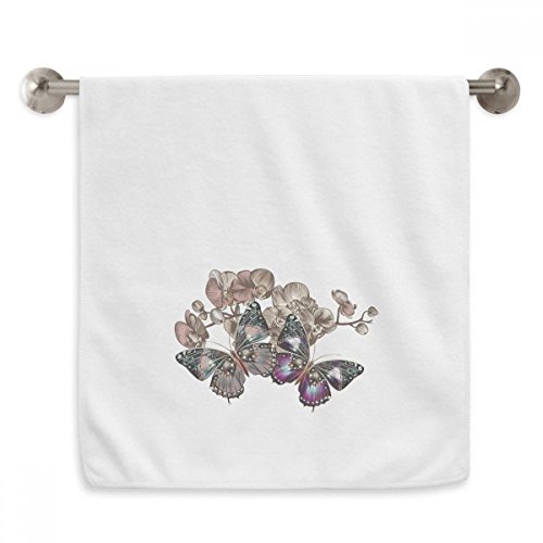 Serviettes de toilette Fleurs et Papillon Diadème Blanc Linge de Maison - 2