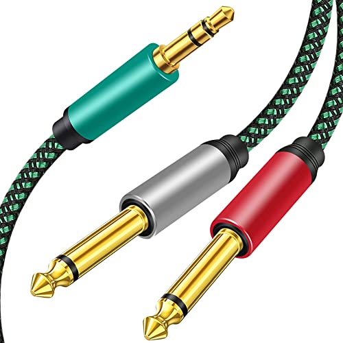 Cavo Audio 3.5mm A 6.35mm Maschio-Maschio 2m - Jack Stereo TRS Per Amplificatori, Cuffie, Hi-Fi, Nylon Intrecciato