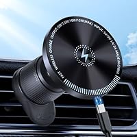 KFZ Handyhalterung mit Ladefunktion MagSafe– 15W Kabelloses Ladegerät Auto für iPhone 12-16 Pro/Max & Samsung, Magnetische Handyhalterung Auto Lüftung, 360° Drehbar & Sicherer Halt (Blau)