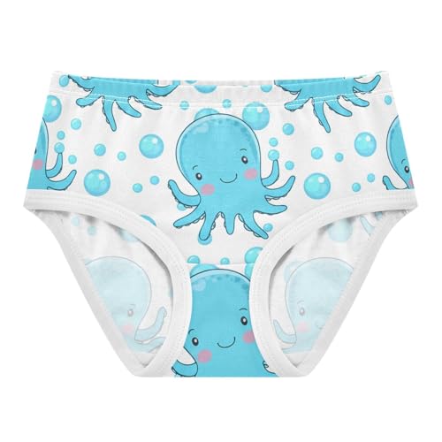 Cute Blue Octopuses Happy Faces Girls Underwear Toddler 2t Cotton Cute Panties Girl Pattern Briefs Undies Kids