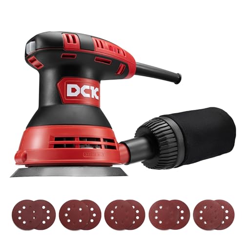 DCK Random Orbital Sander, 3.0 AMP Corded Palm Sander, 6 Speeds Max 12,000 OPM, 5-Inch with 10 pcs...