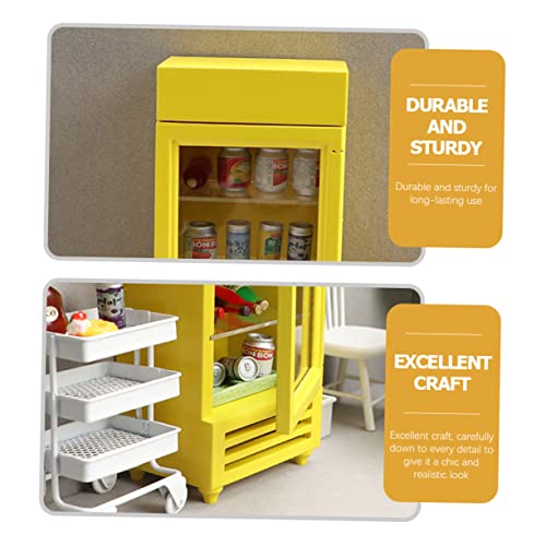 Vaguelly Mini Gesimuleerde Koelkast 1:12 Miniatuur Houten Koelkastmodel Miniatuur Meubelornament Mini Meubelkoelkast Kinderen Spelen Fantasiespeelgoed Micro-scène Poppenhuis Ornamenten - Image 3