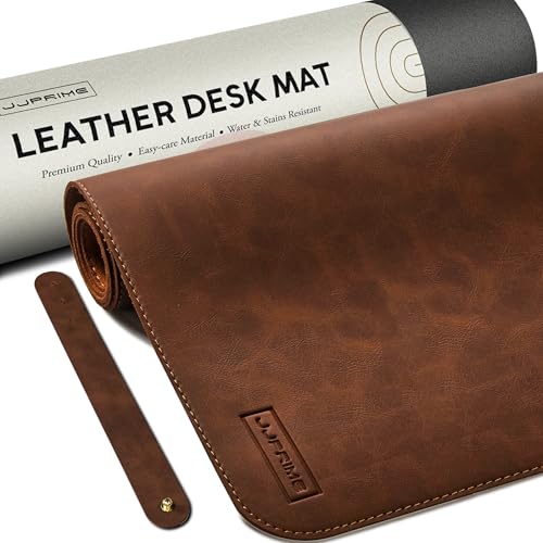 Schreibtischunterlage Leder | XXL Mauspad 900x400 Leder Schreibtischunterlage Groß | Tischunterlage Schreibtisch Unterlage - Mauspad Gaming XXL Mousepad (Braun)