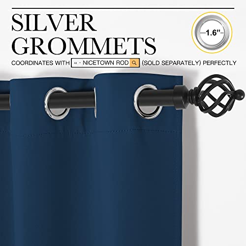 Image of NICETOWN Window Curtain Panels, Thermal Insulated Solid Grommet Blackout Draperies /Drapes for Basement (Moroccan Blue, 1 Pair, 34 by 84-inch)