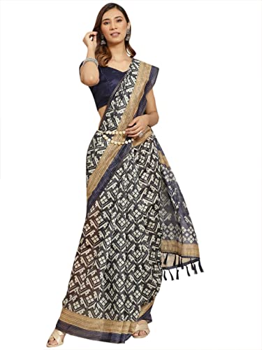 Image of Amazon Brand - Anarva Women's Kalamkari Saree With Blouse Piece