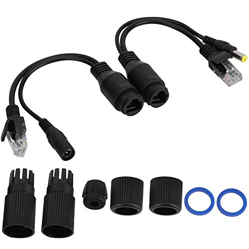 Adaptador PoE pasivo de 12 V, cable divisor e inyector Power over Ethernet para cámaras de vigilancia (negro) miniatura 2