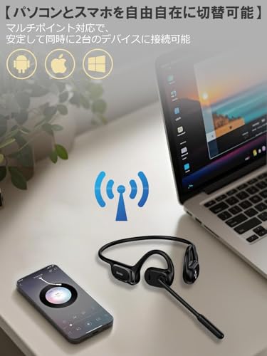 undefined 【超クリア通話・50分急速充電】Earaku(イアラク) ヘッドセット Bluetooth 10分間充電で12時間連続通話可能 最大19時間連続使用 通話専用イヤホン 270°回転マイク DSPチップ内蔵で雑音除去 デュアルEQモード切替 オープンイヤーヘッドホン マルチペアリング対応 テレワーク/リモート/Web会議/コールセンター/在宅勤務/ビジネスヘッドセット(MicCuff J200) の商品画像 7