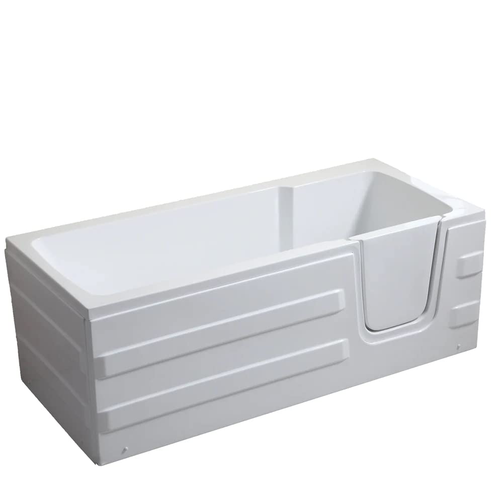 Sanotechnik freistehende Badewanne - PAROS - Einstieg rechts - Seniorenbadewanne mit leichtem Einstieg - Maße: 170 x 76 x 61 cm, Badewanne mit Acryl Türe, weiß