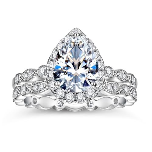 WES Moissanite Engagement Ring for Women - D Color VVS1 Stackable Bridal Ring Sets 925 Sterling Silver Moissanite Engagement Rings Wedding Promise Rings for Women, Size 5-10