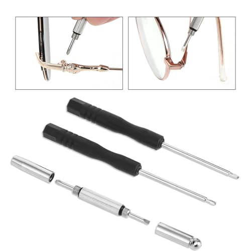 Eyeglass Repair Tool Kit, Gold Glasses Repair Kit Precision Glasses Screwdriver Set with Screws Nose Pads Eyeglass Ear Grips Tweezer for Eyeglasses Sunglasses Presbyopes Watch Repair