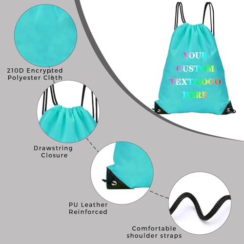 Custom Bags With Your Logo Set of 100 Custom Backpack Draw String Bags Pack Bulk for Travelling Swimming Gym Everyday Use (Blue 2)