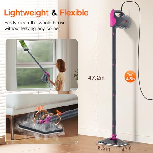 Image of 10-in-1 Steam Cleaner, Steam Mop with Detachable Handheld Steamer, 320ml Water Tank, 10s Fast Heating, Portable Steamer for Cleaning Floor, Tiles, Kitchen, Window, BBQ Grill, Car, Gray